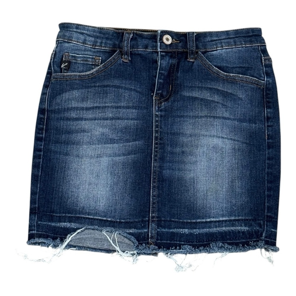 KANCAN Denim Mini Skirt Fray Hem Stretch Sz 24 1 Jeans Country Concert Festival‎